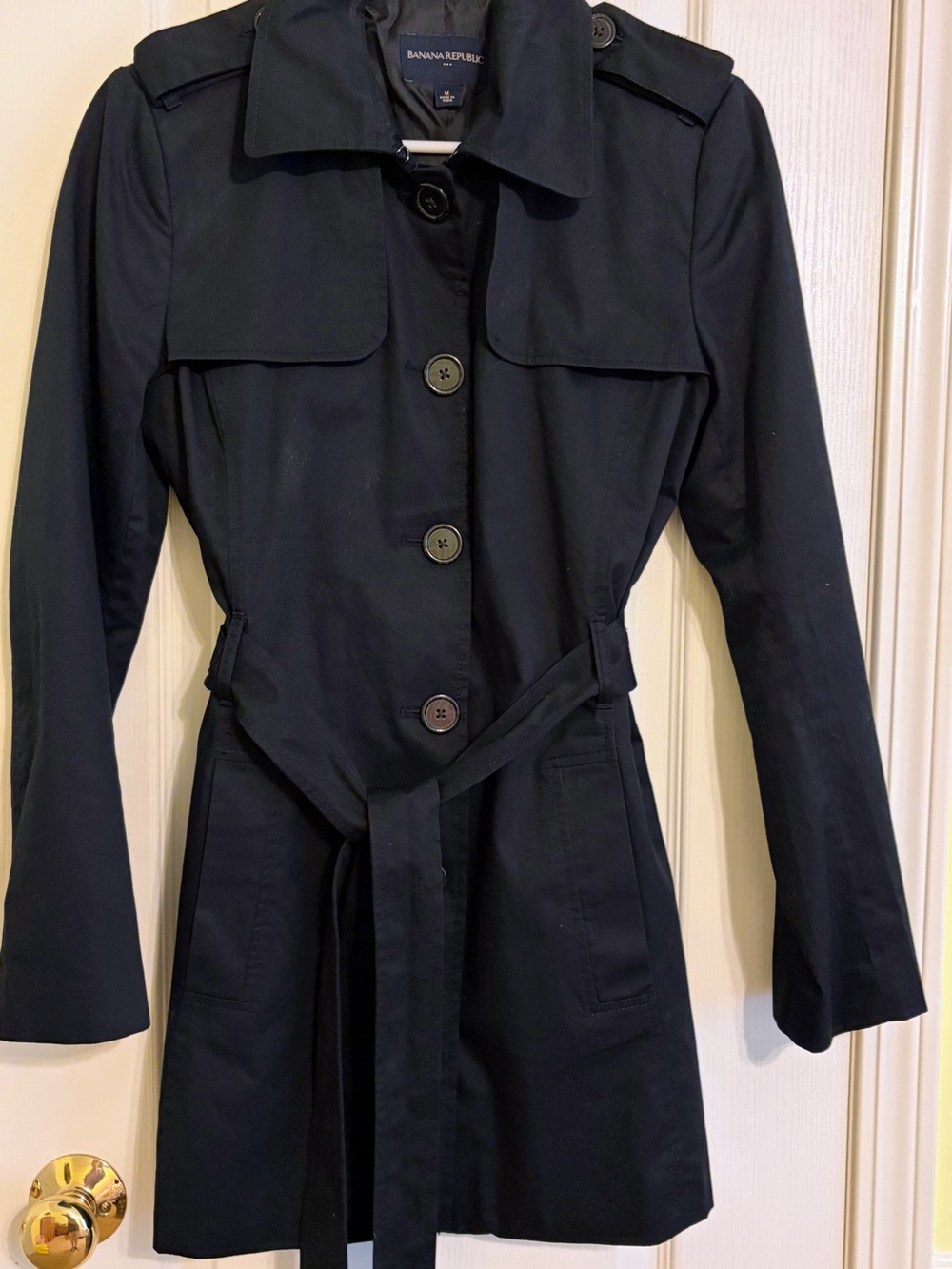 Banana Republic Women's Black Belted Trench Coat size medium